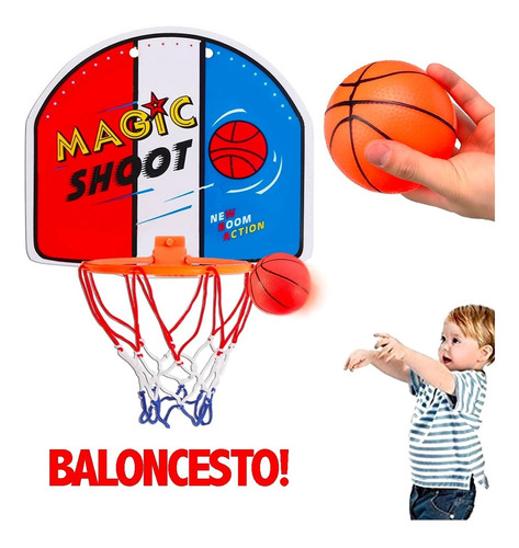Imagen 1 de 6 de Mini Tablero De Basquetbol Con Canasta Y Pelota Set Basket