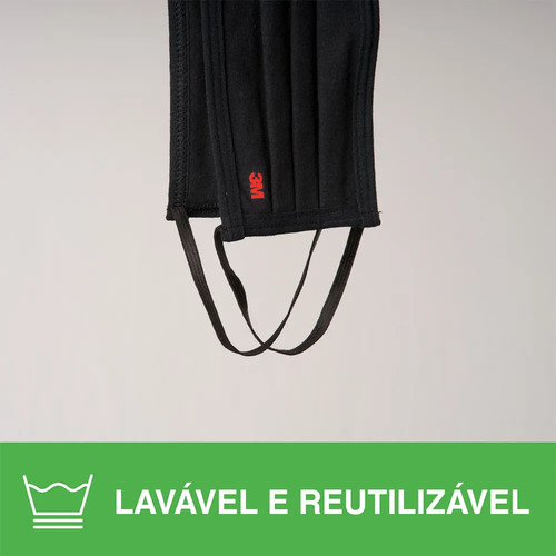 Mascarilla de tela lavable y reutilizable, 3 m, negra, 1 unidad, color negro