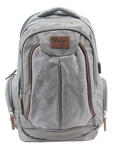 Mochila Wilson Porta Notebook 17 Urbana Reforzada Deportes Color Gris Diseño De La Tela Liso