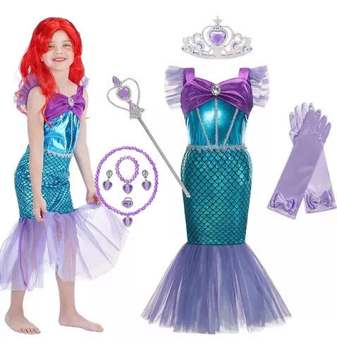 Fantasia Ariel Infantil Com Peruca