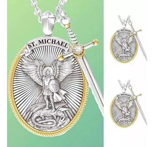Colar São Miguel, Metal, Proteção De Arcanjo, Pingente, Pres