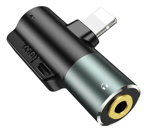 Adaptador Dual Lightning Jack 3.5mm Y Carga Hoco Ls32 Negro