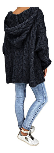 Suéter Mujer Suelto Talla Grande Color Sólido Capucha Larga