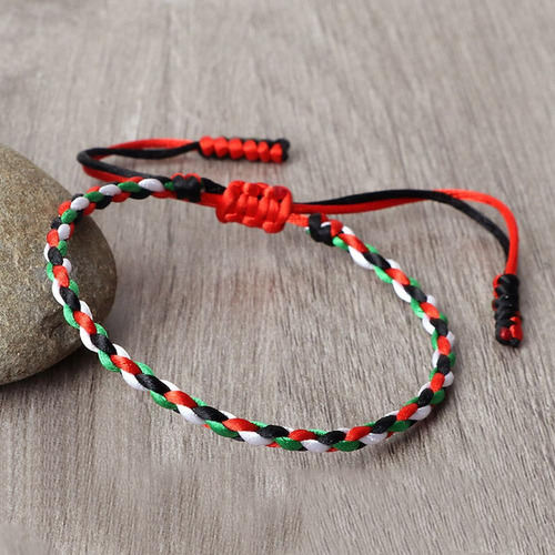 Pulsera Tejida Palestina Hecha A Mano Con Cuerda Ajustable