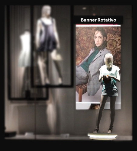 Banner Rotativo 80 Con Gráfica Evento Promoción Vidriera