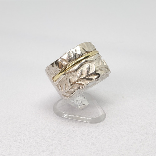 Imagen 7 de 9 de Anillo Plata Y Oro 3 Guardas