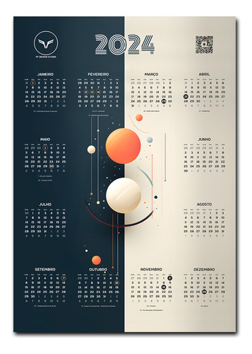 Calendário De Parede (cartaz) 2024 - Planeta Vermelho