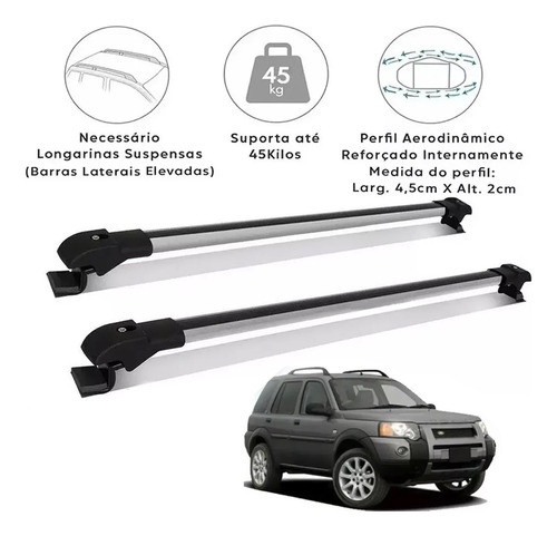 Rack De Teto Travessa Bagageiro Freelander 2 2008 Slim Prata