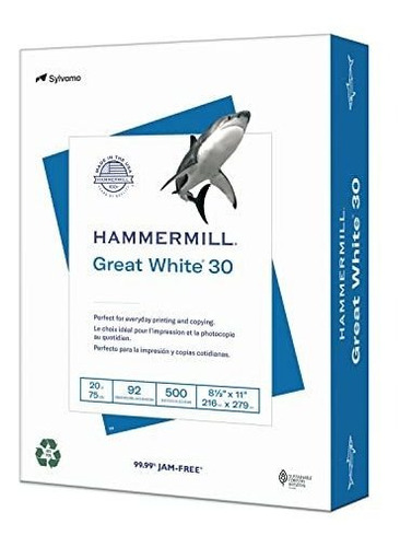 Papel Reciclado Great White 30%, 8.5 X 11-1 Ream, 500 Ho