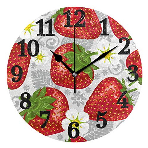 Reloj De Pared Redondo Fresa Decoración De Arte Hogar ...