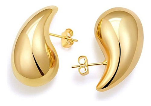 2pc Aretes De Oro Largos Con Forma De Gota Para Mujer A