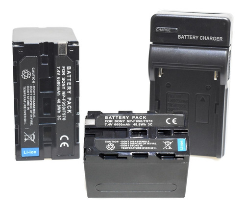 Imagen 2 de 10 de Cargador 220v + 2 Baterías Np-f950/970 P/ Iluminador Aro Led