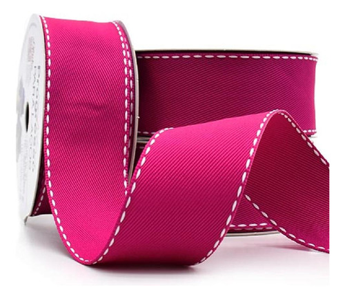 Fita Para Laços N°09 38mm Jeans Com Pesponto 10 Metros Cor 303 Pink