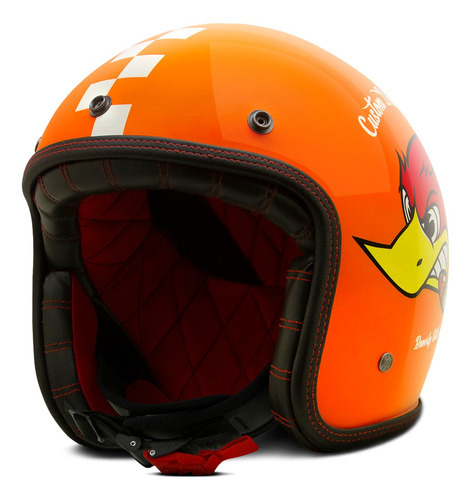 Capacete Old School Vintage Custom Sucker Etceter Pica Pau Cor Laranja Tamanho do capacete 56