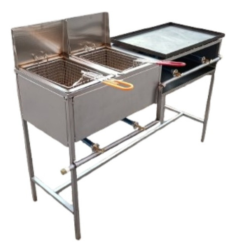 Parrilla 2 Freidoras Y Comal 60*40cm Gris