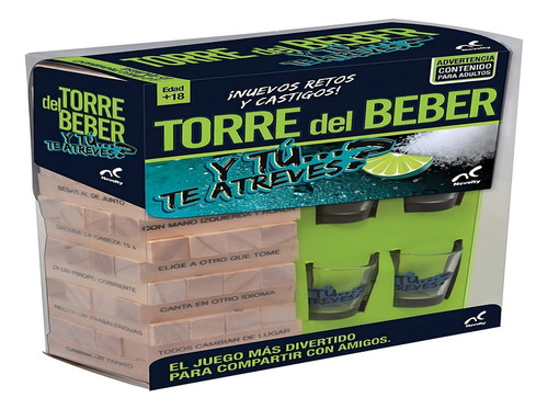Torre Del Beber 56 Bloques De Madera Shots De Castigo + Dado