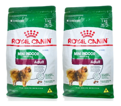 Ração Royal Canin Mini Indoor 1kg Cães Adultos Kit 2 Uni