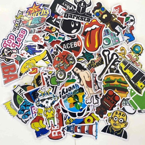 100 Calcomanias Stickers Mixtas Vinil Corte A Forma