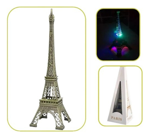 20 Torres Eiffel Metalicas Luminosas A Led 13 Cm  Souvenir