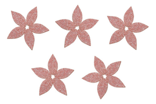 Aplique Termoadhesivo Flores De Glitter Pack X 5 Unidades