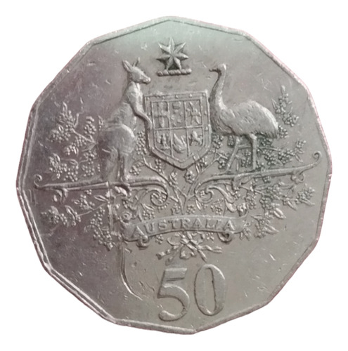 Australia, 2001 Cincuenta Centavos, 50c, Isabel Ii 