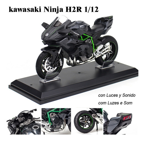 Kawasaki Ninja H2r Miniatura Metal Moto Con Base Expositora