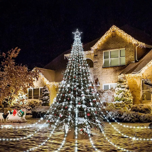 Luz Cortina Árbol De Navidad De 9 Tiras Color de las luces Blanco