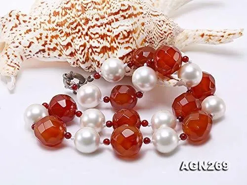 Collar De Ágata Roja Y Concha Marina Jyxjewelry