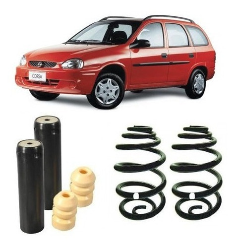 Par Mola + Kit Batente Traseiro Corsa Wagon 96 97 98 99 2000