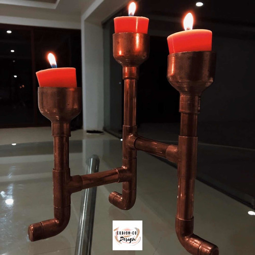 Candelabro De Bronce Estilo Vintage (3 Velas)