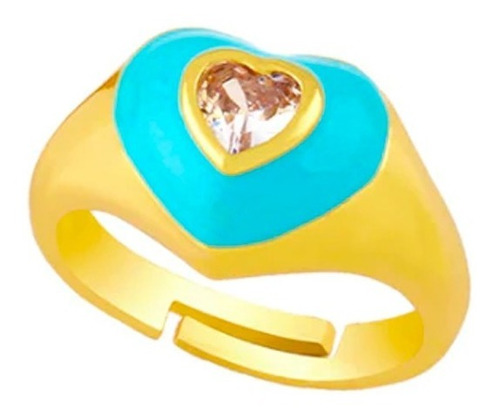 Anillo Ajustable Corazon Azul 