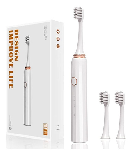 Cepillo Dental Electrico Moderno 3 Modos Carga Usb 3 Cabezal Color Blanco