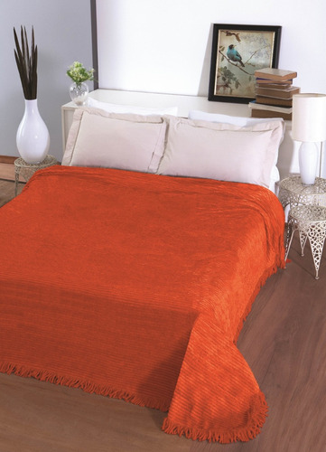 Colcha Chenille Casal Jolitex Carisma 220 X 240 Cm Laranja