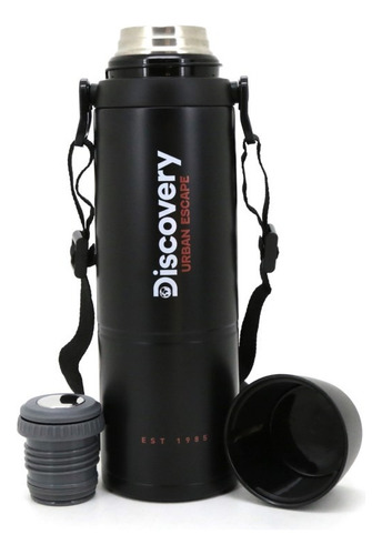 Termo Discovery Inox Con Correa, Tapa Vaso Y Pico Cebador Negro