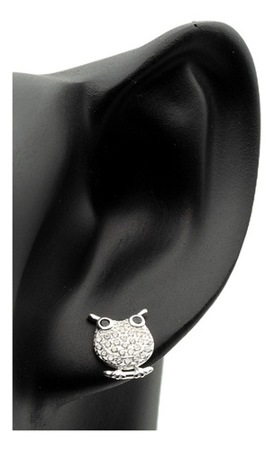 Arete Broquel Búho 100% Plata .925 Zirconia