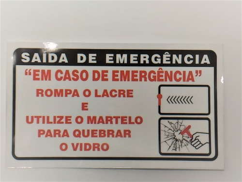 3 Adesivos Saída Emergência P/ Vans Micro Ônibus Passageiros