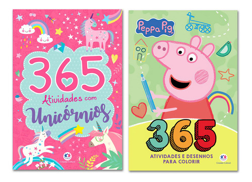 Kit 365 Atividades - Peppa Pig (desenhos+atv.) E Unicórnios