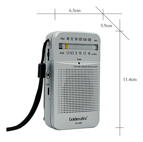 Radio Portátil Con Altavoz Y Conector Para Auriculares Am Fm Plateado