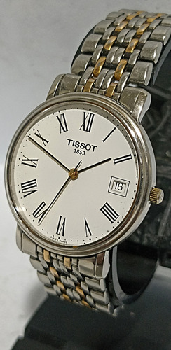 Genuino Reloj Suizo Tissot 1853 Cristal Zafiro Just Date Oro-acero Plateado Blanco (Usado)