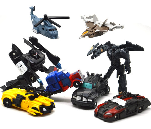 8 Pcs Mini Car Robot Toys, Figuras De Acción De Héroes Peque