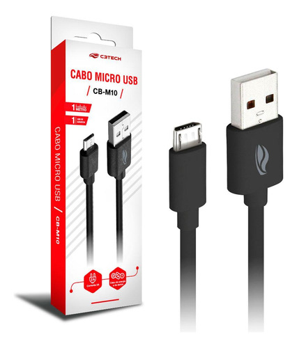 Cabo Usb X Micro Usb C3tech Cb-m10bk, 1m, 2a, Preto