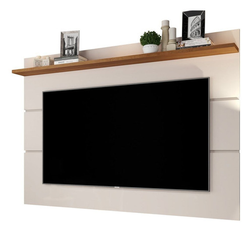 Painel Para Tv Vivare 1.8 Off White Com Freijó Germai Móveis