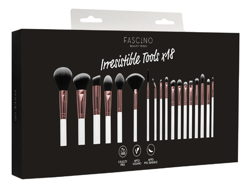 Imagen 11 de 12 de Set 18 Brochas Y Pinceles De Maquillaje Crueltyfree Fascino