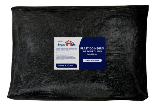 Plástico De Polietileno Negro Calibre 600 60 M2 (6m X 10m)