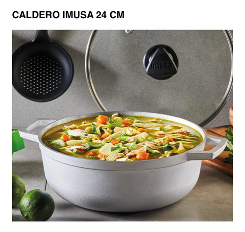 Caldero Con Tapa De Vidrio En Aluminio Imusa 24 Cm