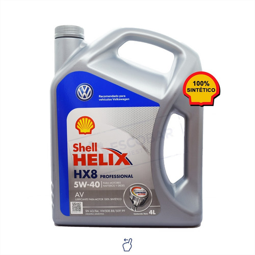 Imagen 1 de 9 de Aceite Shell Helix Hx8 Pro Av 5w40 Vw Voyage X 4 Litros