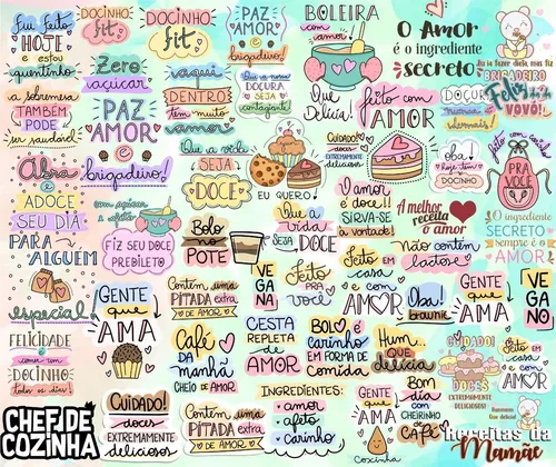 comprar Kit Arquivos Lettering Frases Confeitaria Cozinheira Png