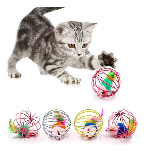 Pelotas Para Gato Juguete Con Raton Juegos Gatos Accesorios