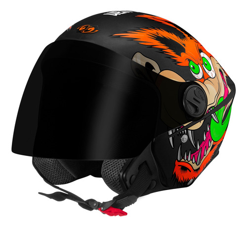 Capacete Aberto Personalizado Pro Tork New Three Coyote Fume Cor Preto Desenho Fosco Tamanho do capacete 56