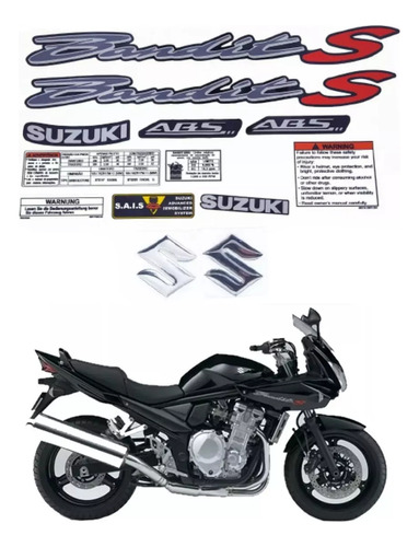 Kit Adesivos Emblemas Para Bandit Gsf 650s 2006 À 2010 Preta